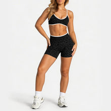 Load image into Gallery viewer, Women Leopard Print 2 Piece Yoga Set High Waist Butt Lift Biker Shorts Adjustable Strap Sports Bra Gym Workout Activewear
