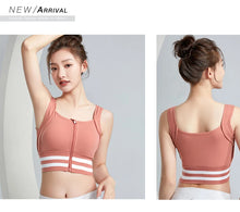 Load image into Gallery viewer, Sports Bras Zip Front For Women With Full Coverage Removable Padded Shockproof Yoga Underwear Workout Bra Running Fitness Vest
