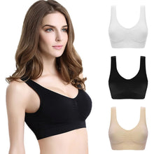 Load image into Gallery viewer, 3 Pack Women Sports Bra Wirefree Yoga Bras Tank Top High Intensity Push Up Three Color Solid Color Elastic Sports Bra
