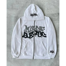 Load image into Gallery viewer, Hooded zipper hoodie with retro American-style letters, unisex, suitable for pairing with a millennial-style jacket
