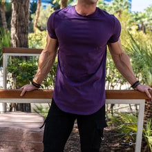 Load image into Gallery viewer, Muscle Fitness T-shirt Summer Men's Athleisure Workout short sleeve T-shirt High Quality cotton Men T-shirt Gym Sport Shirt Tops
