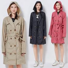 Load image into Gallery viewer, Fashion Women Thin Raincoat Poncho Ladies Waterproof Long Slim Raincoats Adults Outdoor Hiking  Windproof Rain Coat With Belt
