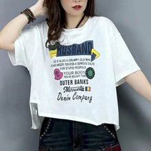 Load image into Gallery viewer, 2026 New in T-shirts for Women Personality Fashion Irregular Design Tops Letters Printed Short Sleeved T-shirt Loose Versatile T
