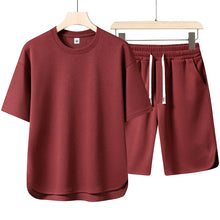 Load image into Gallery viewer, NEW Summer Men Suit Round Neck Short Sleeve T-shirt+shorts Two Piece Set Loose Outdoor sport Casual Suit men T-shirt Tracksuit
