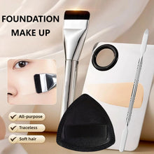 Load image into Gallery viewer, Ultra Thin Foundation Brush Makeup Mixing Palette with Spatula Flat Face Contour Brush Cosmetic Puff Blender Beauty Makeup Tools
