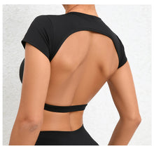 Load image into Gallery viewer, Sports Muscle Back Tee Without Padded Women Backless Sports Shirts Workout Gym Training Yoga T-Shirt Outdoor Open Back Tops
