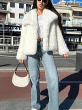 Load image into Gallery viewer, HH 2024 Women 's Vintage Soild Faux Fur Coat Turn-down Collar Long Sleeve Warm Plush Wool Coats Lady Winter Autumn Outwear
