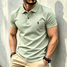 Load image into Gallery viewer, Men Solid Color Polo Shirt Regular Fit Business Casual Short Sleeve Tops With Small Horse Embroidery Chest Print men shirts
