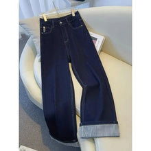 Load image into Gallery viewer, Women's Denim Jeans - Straight Leg with Striped Cuff Detail Classic Five-Pocket Design
