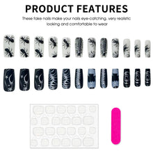 Load image into Gallery viewer, 24pcs Thriller Style False Nails With Halloween Ant Bugs Pattern Wearable Press On Nails Ballet Black Punk Nail Art Decoration

