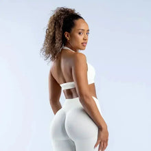 Load image into Gallery viewer, KEEP THAT PUMP Strappy Sports Bra With Logo High Support Womens Yoga Seamless Workout Top Elasticity Fitness Running Gym Bras
