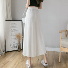 Load image into Gallery viewer, Women Pants Culottes Elastic Wide Leg Irregular Hem Double Layers Korean Trousers Summer Casual Loose Pleated Pants
