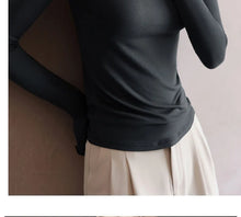 Load image into Gallery viewer, Ruffled Turtleneck Stretch Tee Women
