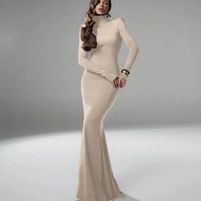Load image into Gallery viewer, Backless Turtleneck Slim Maxi Dress
