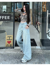 Load image into Gallery viewer, High Waisted Wide Leg Jeans Women Cotton Retro Denim Y2k Loose Fashion Design Sense Pant Streetwear Baggy Straight Trouser Woman
