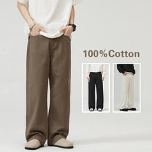 Load image into Gallery viewer, 100％ Cotton Men's Baggy Straight Jeans Comfortable Soft Casual Pants Fashion Korean White Brown Denim Trousers Male Clothing
