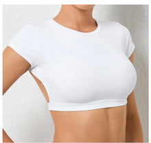 Load image into Gallery viewer, Sports Muscle Back Tee Without Padded Women Backless Sports Shirts Workout Gym Training Yoga T-Shirt Outdoor Open Back Tops
