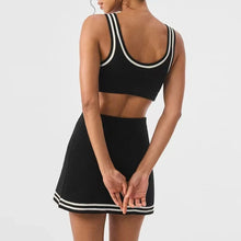 Load image into Gallery viewer, Women's Yoga Sets Waffle Knit Tennis Set Tank Top Skort With Pocket Built-in Shorts Outdoor Gym Workout Outfit
