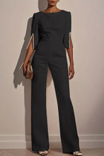 Load image into Gallery viewer, Women's Jumpsuit Casual Solid Color 3/4 Length Sleeve Straight Round Neck Beaded High Waist Daily Going out Regular Fit Black Wh

