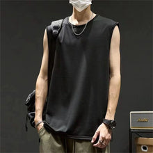 Load image into Gallery viewer, Summer Men's New Solid Color Washed Tank Tops Muscle Loose Gym Sleeveless Workout T Shirts Running Beach Loose Cutoff Tees
