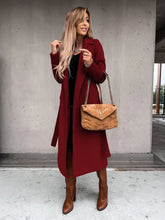 Load image into Gallery viewer, European and American Autumn and Winter Coats for Women's Clothing Solid Color Lapel Long Sleeved Woolen Women's Coats Simple St
