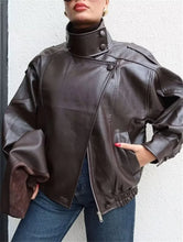 Load image into Gallery viewer, Black Faux Leather Moto Jacket
