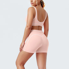 Load image into Gallery viewer, New Woman Yoga Set Color Blocking Sexy Sport Bra Yoga Underwear with Chest Pad High Waist Stripe Running Fitness Shorts Yoga Set
