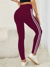Load image into Gallery viewer, Women's High-waist Slimming Leggings Side Stripe Pattern Breathable Yoga Pants Sportswear Athletic Apparel
