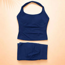Load image into Gallery viewer, Women Seamless Yoga Set Halter Sports Bra Scrunch Butt Shorts 2 Piece Gym Workout Fitness Activewear High Waist Athletic Outfit
