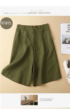 Load image into Gallery viewer, Women's Shorts Cotton Linen High Waisted Short Pants Casual Loose Solid Purple Button Summer Shorts for Women
