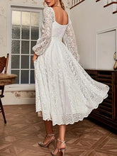 Load image into Gallery viewer, Elegant Party Dress For Woman Evening Prom Dresses Lace Long Gown V Neck Maxi Dress White Pink Floral Lace A Line Balloon Sleeve
