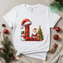 Load image into Gallery viewer, Festive Alphabet Holiday Casual Tee
