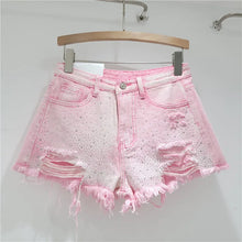 Load image into Gallery viewer, Denim Shorts for Women in The Summer of 2025 High Waisted and Slimming New Style Spicy Girl with Ripped Sexy Wide Leg Trousers

