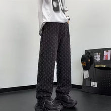 Load image into Gallery viewer, Jacquard All Over High Street Jeans Mens 2024 New Straight Lift Pattern Loose Wide Leg Jeans Casual Boyfriend Jeans Pants Tide
