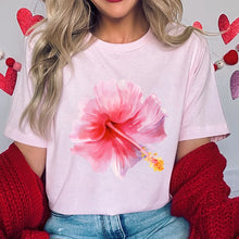 Load image into Gallery viewer, Pink Hibiscus Casual Y2K Tee
