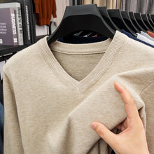 Load image into Gallery viewer, New Sweatwear Men's V Neck Basic Solid Color Sweaters Round Neck Elastic Pullovers Warm Autumn Knitted Oversized Sweater Men
