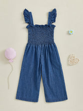 Load image into Gallery viewer, Smocked Denim Overall Jumpsuit
