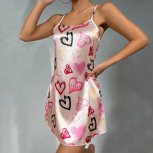 Load image into Gallery viewer, Women's Sleepdress Satin Floral Print Nightdress Comfortable Spaghetti Strap Sleepwear Dress Luxurious Satin Slip Nightdress
