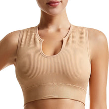 Load image into Gallery viewer, Women's Sleeveless Sports Bra Navel-Leaking with A Chest Pad  Highly Elastic Vest Sexy Stretchy Breathable Bra
