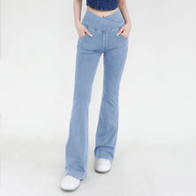 Load image into Gallery viewer, Yoga Jeans for Women Denim Pants Sexy Flared Trousers Lady Pants Hip Lifting and Cross Waist Design Indoor Sports Outdoor Flared
