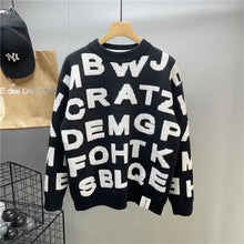 Load image into Gallery viewer, Sweater Men's Clothing Winter Full-print Letter Jacquard Loose Thickened Design Round Neck Top Trendy American Style Sweater
