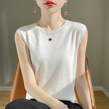 Load image into Gallery viewer, Women Tops Knitted Tank Tops O-neck Sleeveless Bottoming Shirts Spring Summer Tank Top Solid Soft Korean Fashion Lady Knit Top
