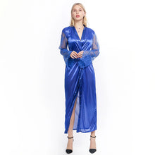Load image into Gallery viewer, Womens Nightdress Sexy Long Lace Lingerie  Nightwear Bath Robe Gown Imitation Ice Silk Nightdress Solid Color Nightgown
