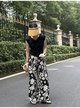 Load image into Gallery viewer, Wide-leg Pants for Women Summer Thin Printed New Style Drawstring Elastic Loose Straight Casual
