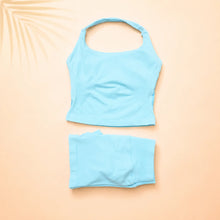 Load image into Gallery viewer, Women Seamless Yoga Set Halter Sports Bra Scrunch Butt Shorts 2 Piece Gym Workout Fitness Activewear High Waist Athletic Outfit
