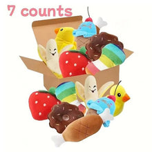 Load image into Gallery viewer, A 7-piece set of puppy sound toys, loose plush pet chewing, plush fruit snacks and vegetable puppy toys, suitable for pet play
