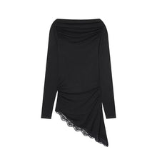 Load image into Gallery viewer, Asymmetric Lace Hem Tee Women
