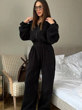 Load image into Gallery viewer, Jumpsuit Women 2026 New Fashionable Long Sleeved Jumpsuit for Women's Casual Half Open Collar Elastic Waist Jumpsuit
