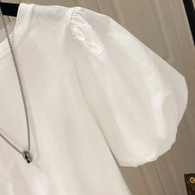 Load image into Gallery viewer, Mujer Cotton Tshirts for Women Summer T-shirts Puff Sleeve O-neck Tees Oversized Tops Fashion Sweet White Tees
