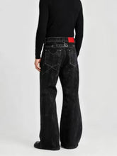 Load image into Gallery viewer, Mens Ins Style Jeans Fashion New American Vintage Flocked Flared Denim Pants Harajuku Unisex Loose Fit High Street Streetwear
